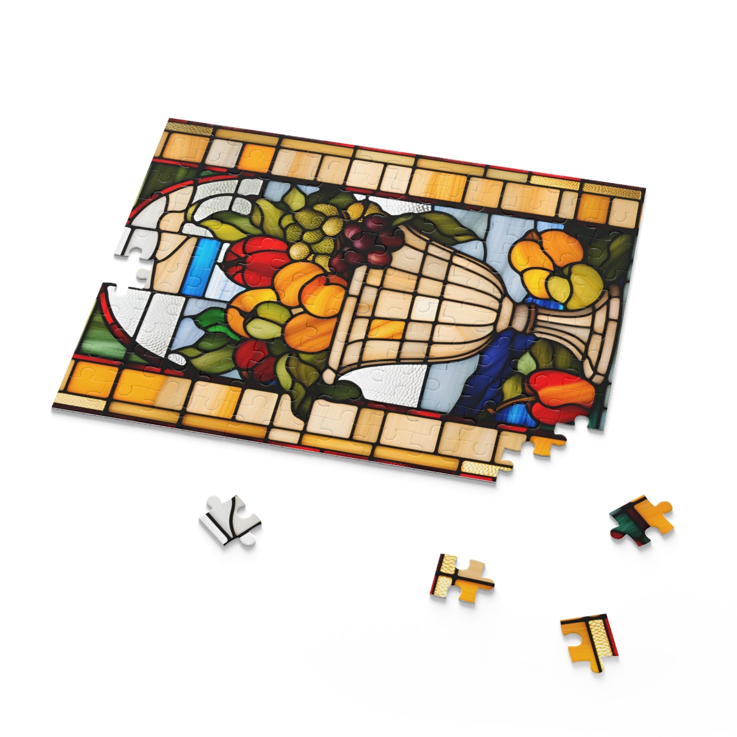 Stained Glass Harvest Cornucopia Puzzle (120, 252, 500-Piece)