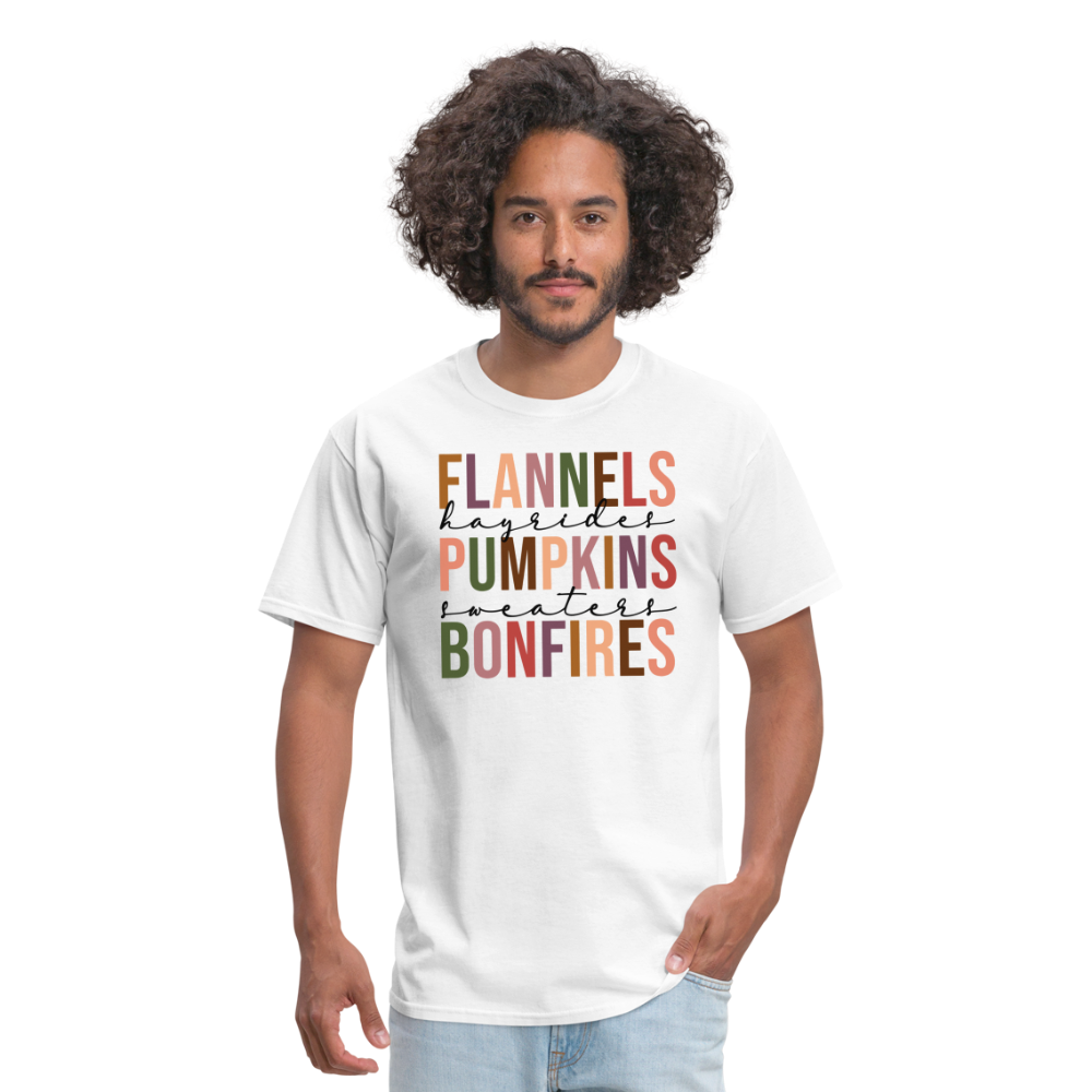 FLANNELS, PUMPKINS, BONFIRES - Unisex Classic T-Shirt - white