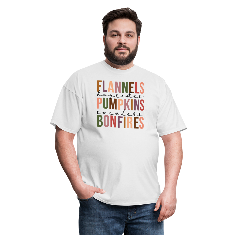 FLANNELS, PUMPKINS, BONFIRES - Unisex Classic T-Shirt - white