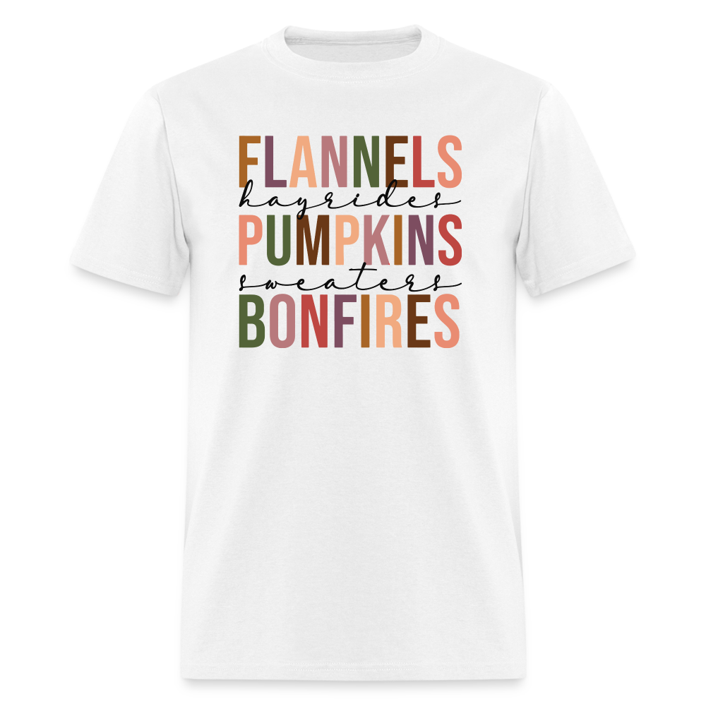 FLANNELS, PUMPKINS, BONFIRES - Unisex Classic T-Shirt - white
