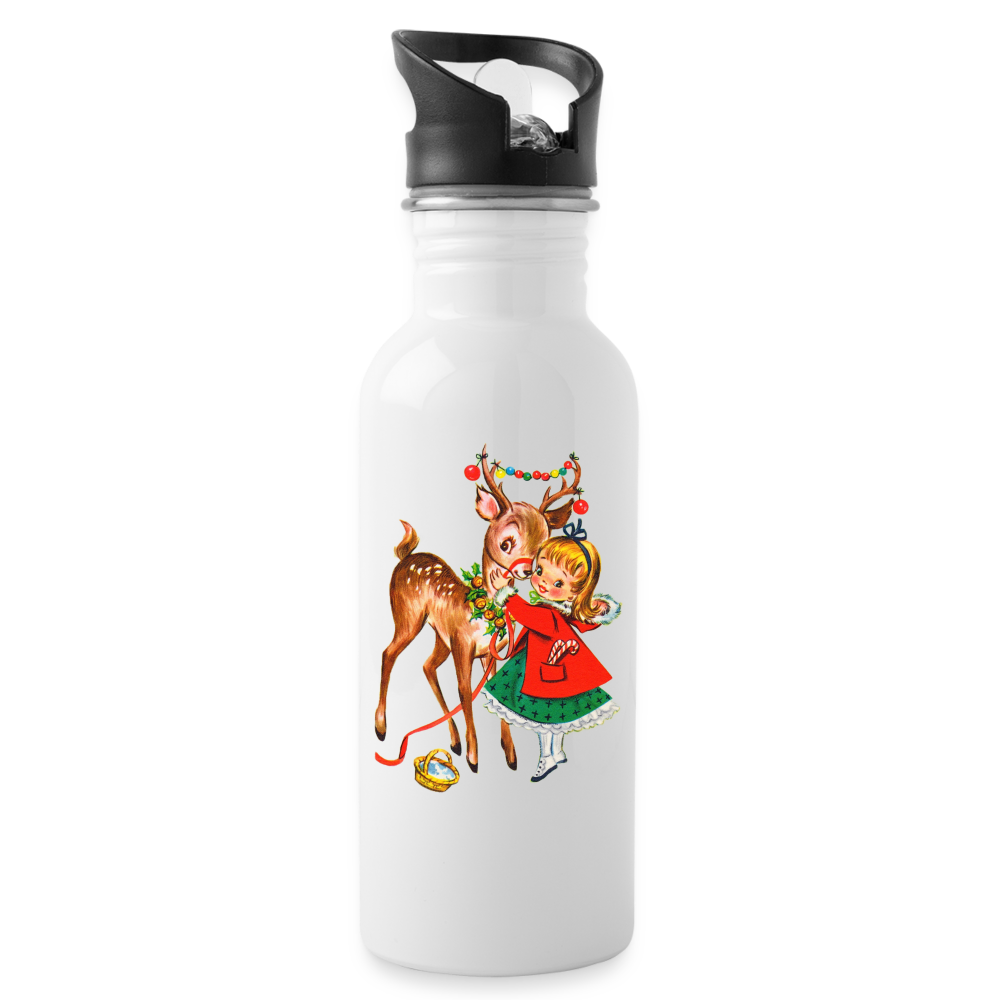 Vintage Holiday Water Bottle - white