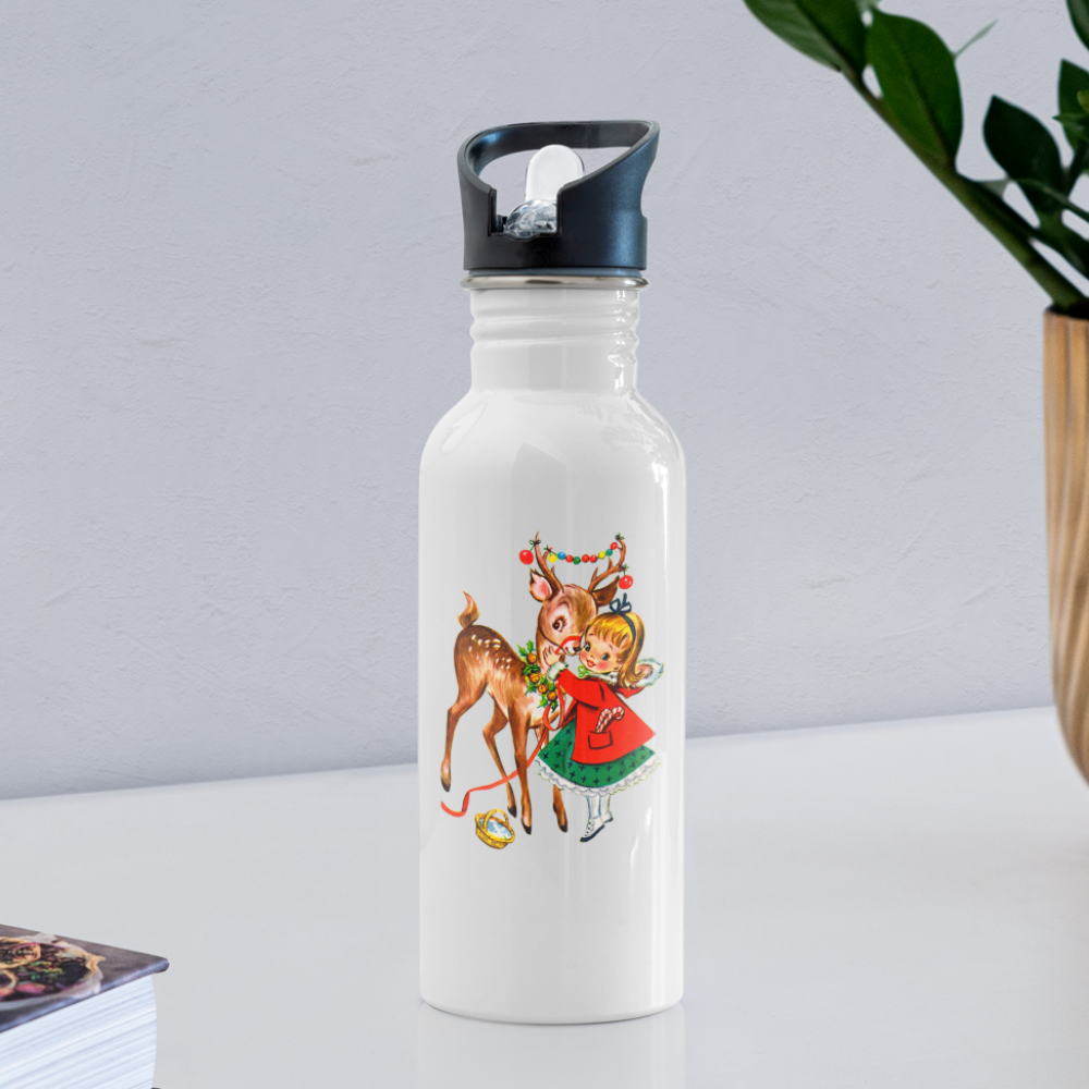 Vintage Holiday Water Bottle - white