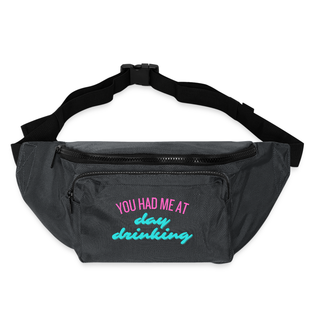 You Had Me At DAY DRINKING Crossbody Hip Bag - charcoal gray
