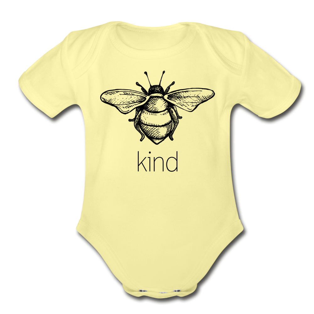 Bee Kind Short Sleeve Baby Bodysuit - washed yellow