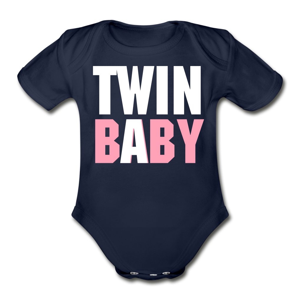 Organic Short Sleeve Baby Bodysuit - dark navy