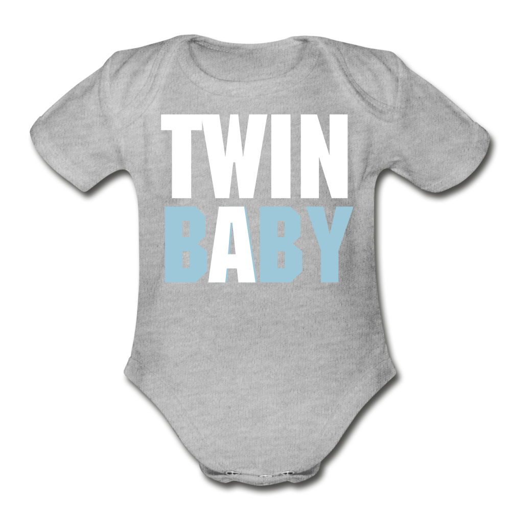 TWIN A Short Sleeve Baby Bodysuit - heather gray