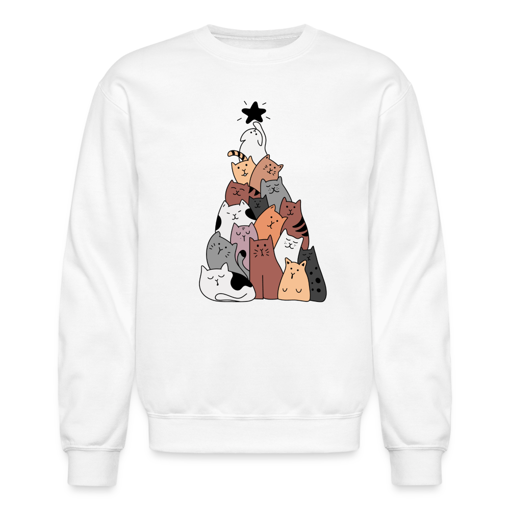 Holiday Cat Tree Crewneck Sweatshirt - white