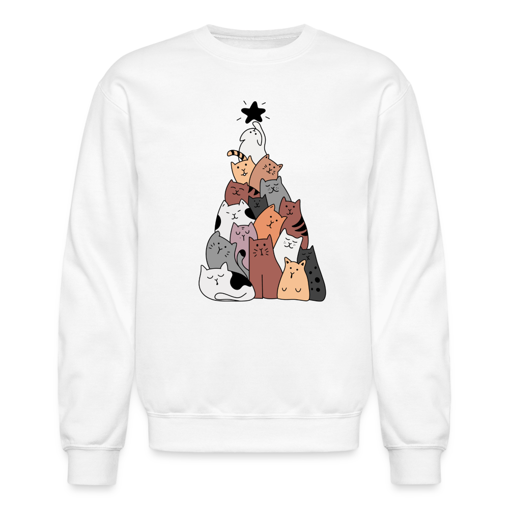 Holiday Cat Tree Crewneck Sweatshirt - white