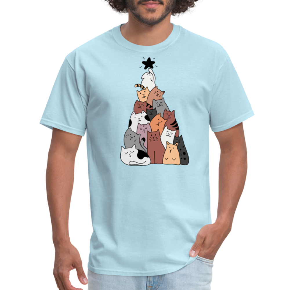 Holiday Cat Tree Classic T-Shirt - powder blue