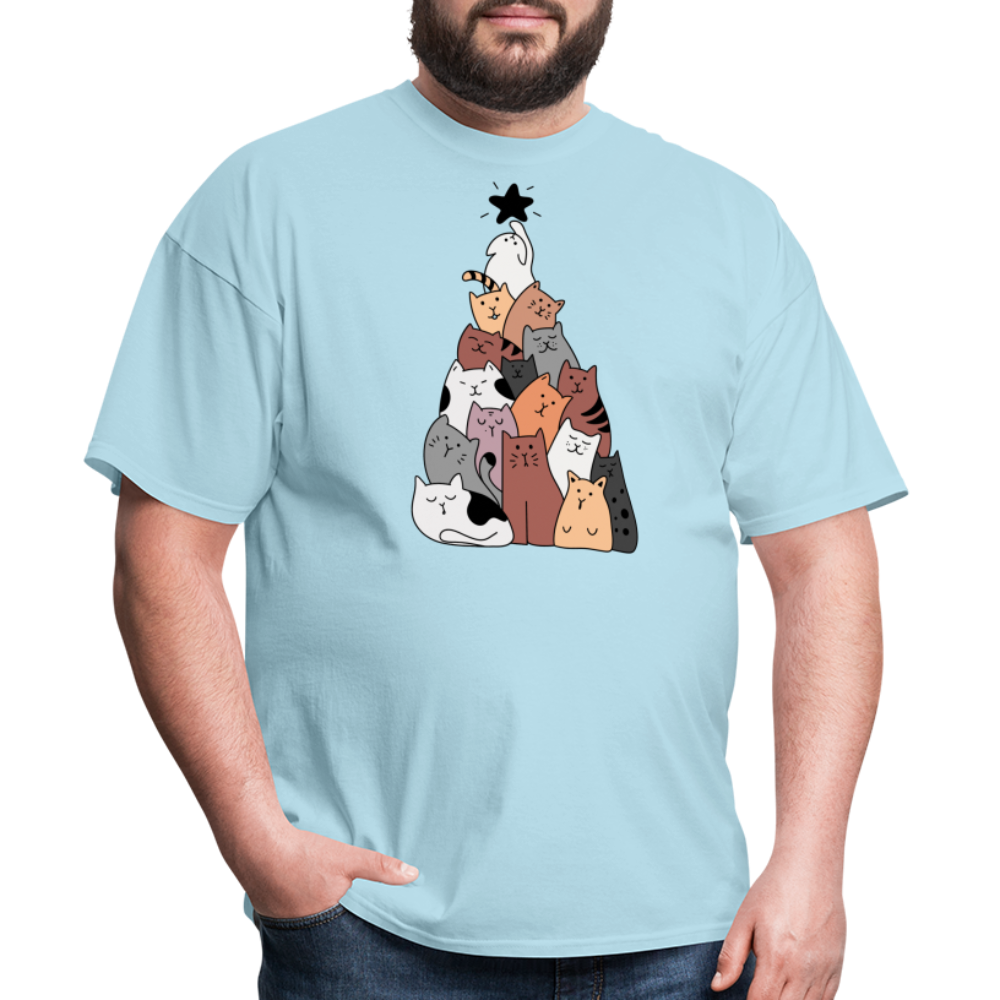 Holiday Cat Tree Classic T-Shirt - powder blue