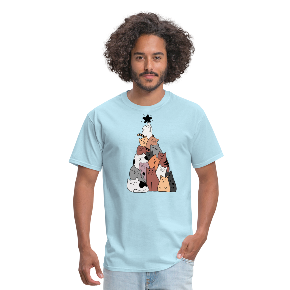 Holiday Cat Tree Classic T-Shirt - powder blue