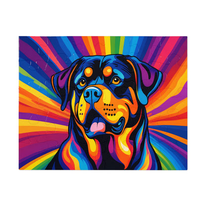 Colorful Rottweiler Puzzle — 500-piece Jigsaw with Tin (Vibrant Pop Art Dog)