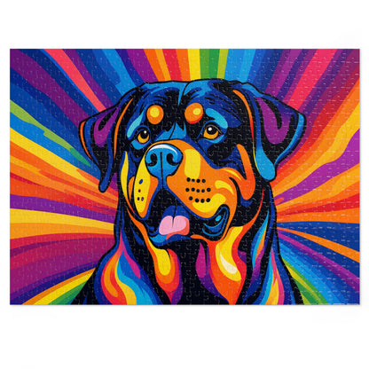 Colorful Rottweiler Puzzle — 500-piece Jigsaw with Tin (Vibrant Pop Art Dog)