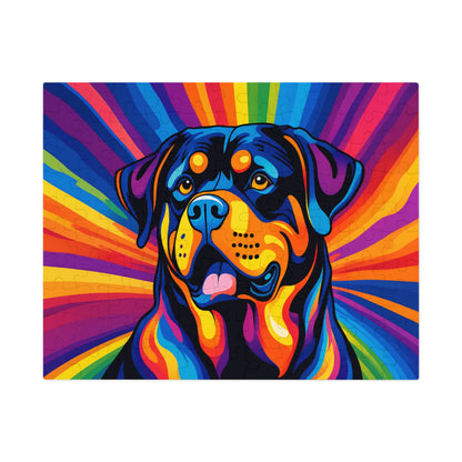 Colorful Rottweiler Puzzle — 500-piece Jigsaw with Tin (Vibrant Pop Art Dog)