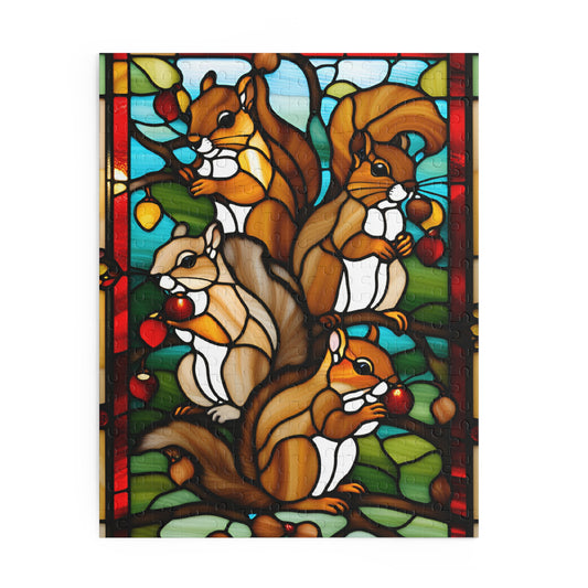 Stained Glass Squirrel Puzzle (120, 252, 500-Piece)