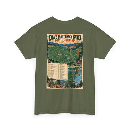 Dave Matthews Band 2026 Tour Map T-Shirt — Concert Tee with US Tour Dates