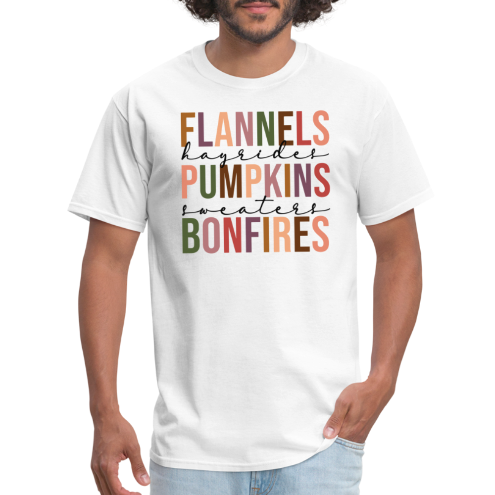 FLANNELS, PUMPKINS, BONFIRES - Unisex Classic T-Shirt - white