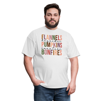 FLANNELS, PUMPKINS, BONFIRES - Unisex Classic T-Shirt - white