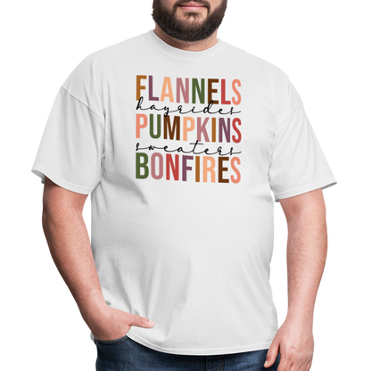 FLANNELS, PUMPKINS, BONFIRES - Unisex Classic T-Shirt - white