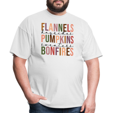 Load image into Gallery viewer, FLANNELS, PUMPKINS, BONFIRES - Unisex Classic T-Shirt - white
