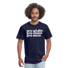 Load image into Gallery viewer, &quot;pro sciutto - pro choice - pro secco&quot; Classic T-Shirt - navy
