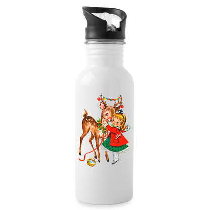 Vintage Holiday Water Bottle - white