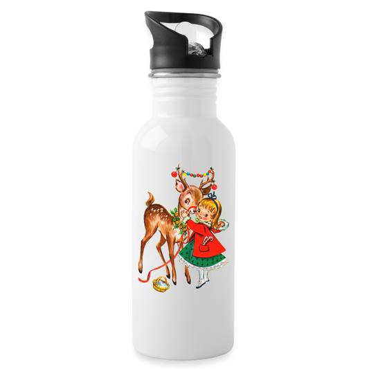 Vintage Holiday Water Bottle - white