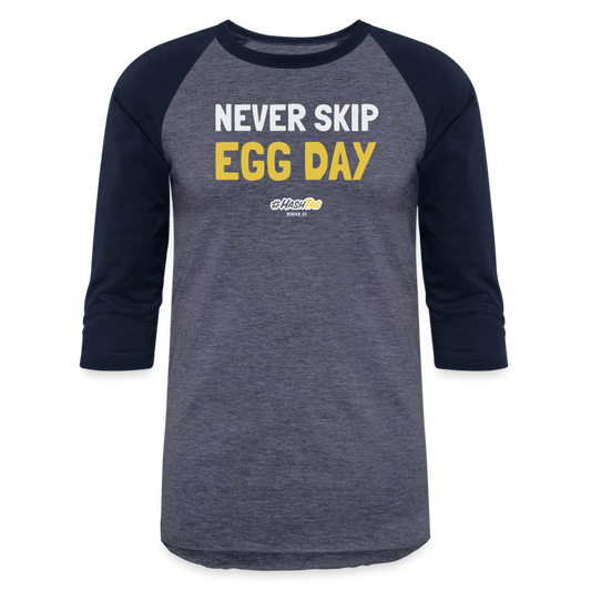 E1 Egg Day Baseball T-Shirt - heather blue/navy