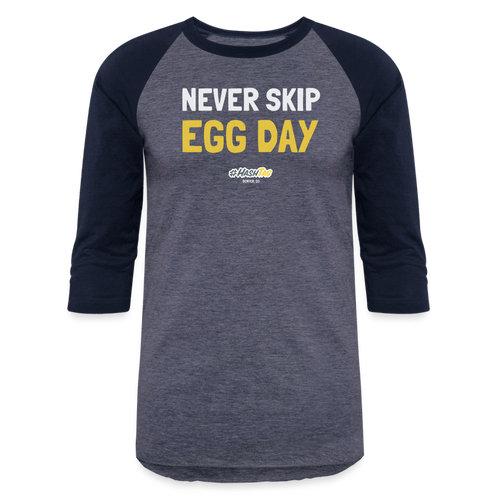 E1 Egg Day Baseball T-Shirt - heather blue/navy