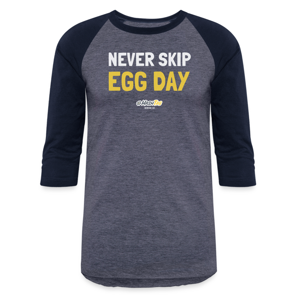 E1 Egg Day Baseball T-Shirt - heather blue/navy