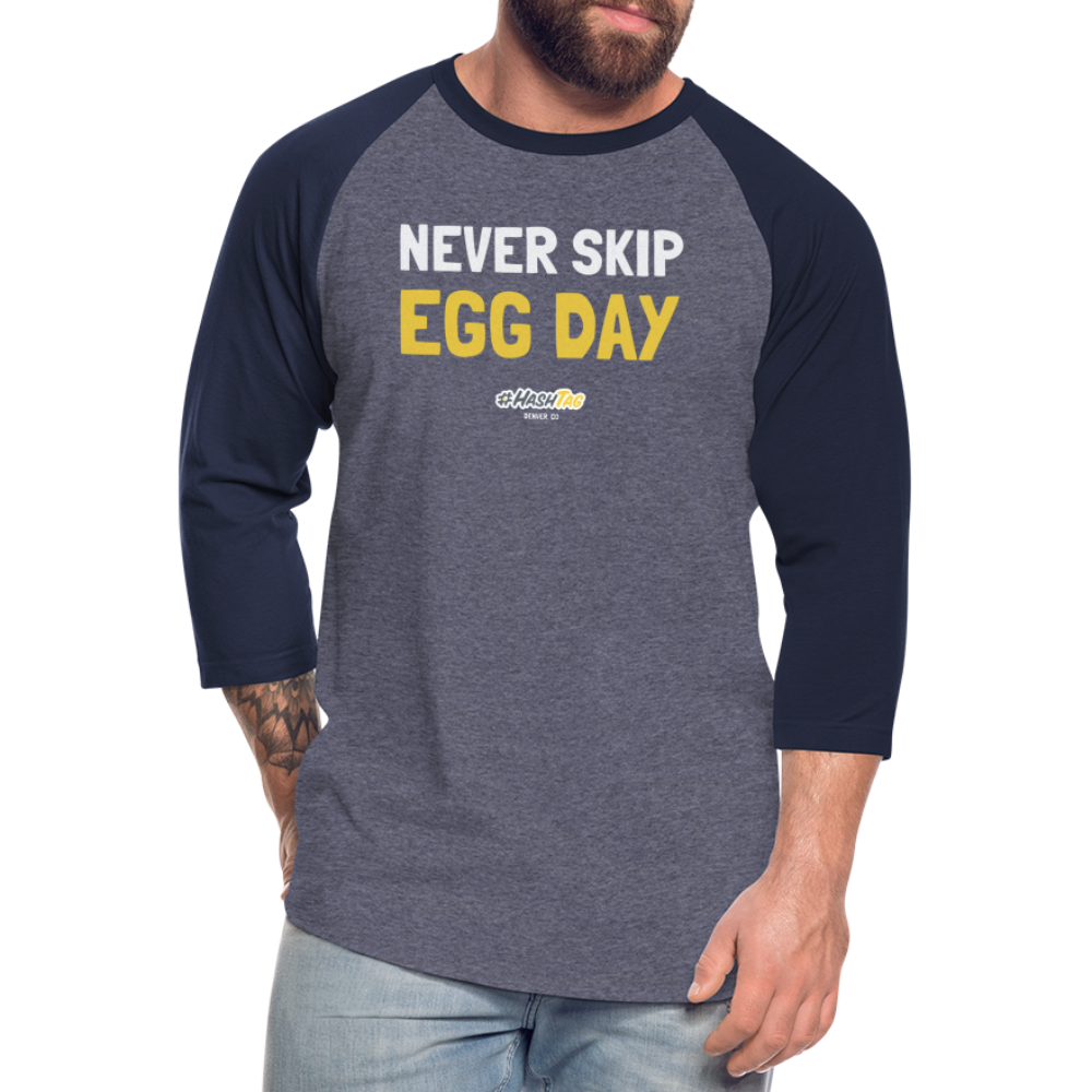 E1 Egg Day Baseball T-Shirt - heather blue/navy