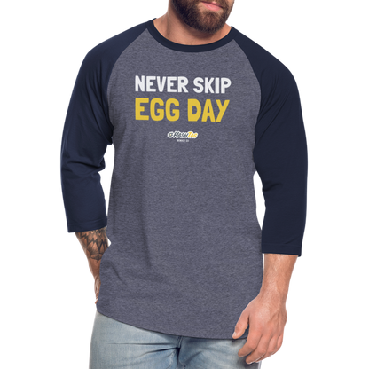 E1 Egg Day Baseball T-Shirt - heather blue/navy