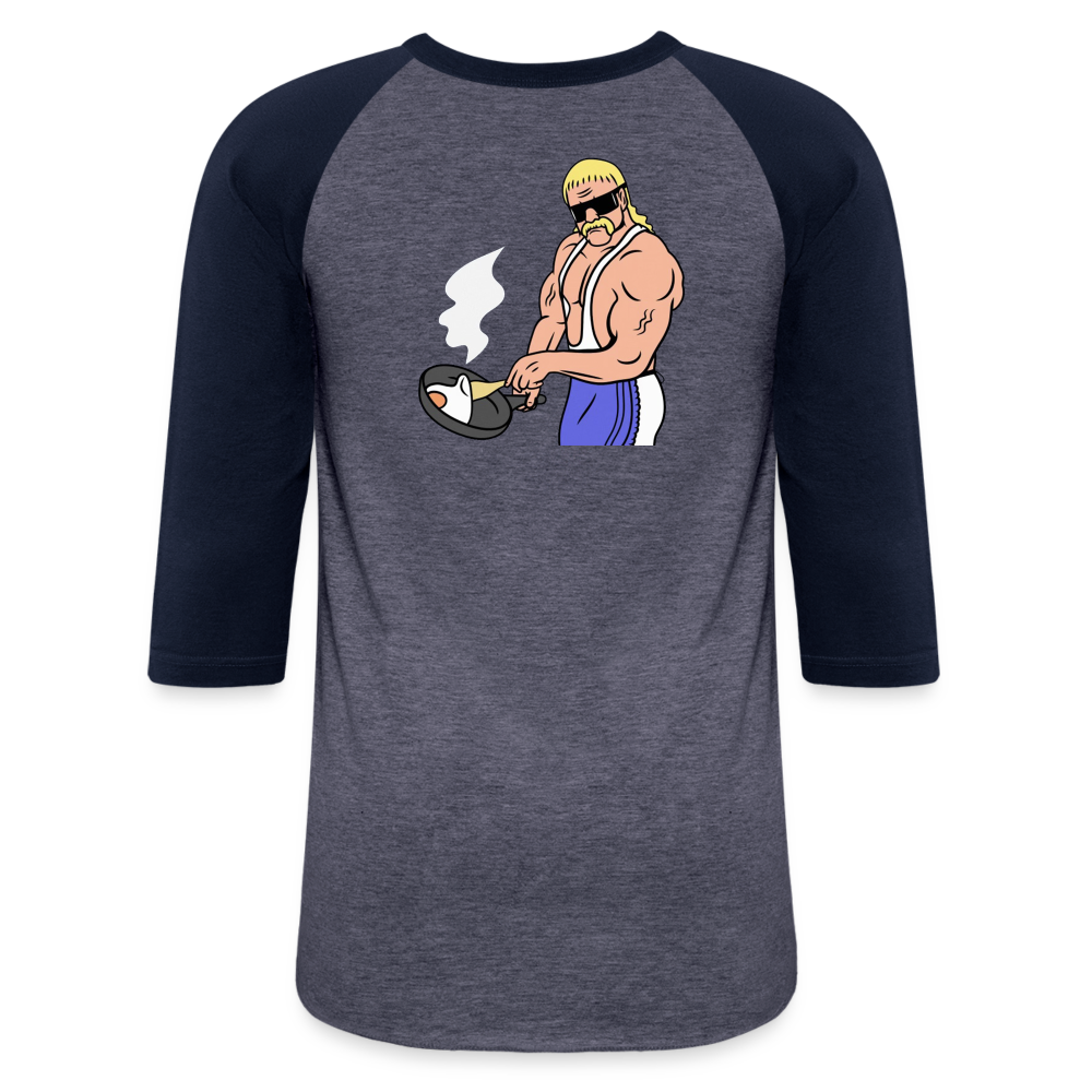 E1 Egg Day Baseball T-Shirt - heather blue/navy