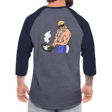 Load image into Gallery viewer, E1 Egg Day Baseball T-Shirt - heather blue/navy
