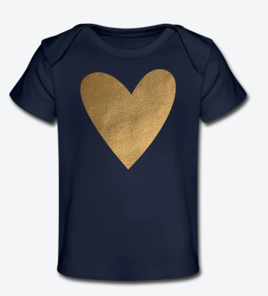 Gold Heart Organic Baby T-Shirt