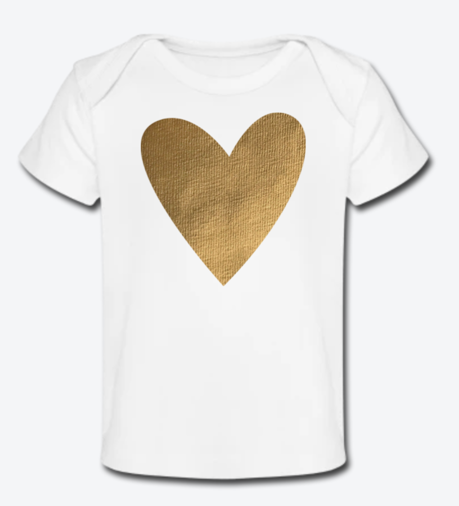 Gold Heart Organic Baby T-Shirt
