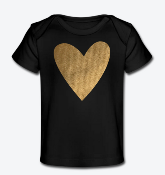 Gold Heart Organic Baby T-Shirt