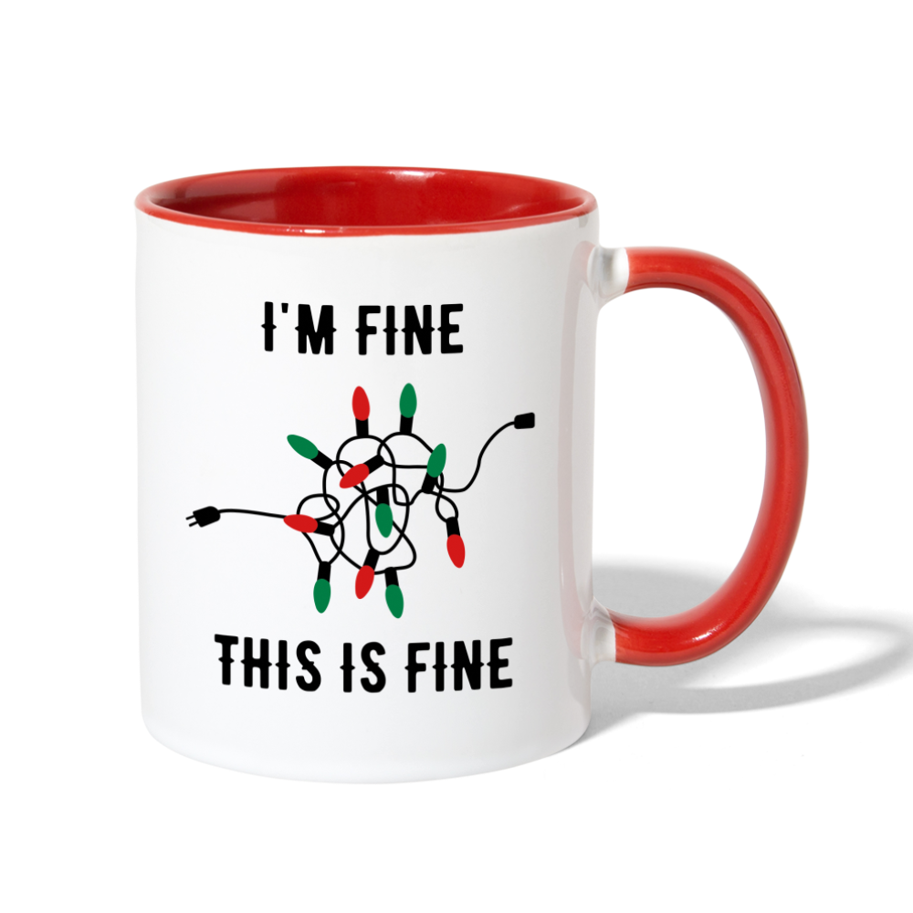 This is Fine Holiday Lights Coffee Mug - white/red