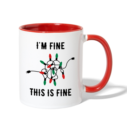 This is Fine Holiday Lights Coffee Mug - white/red