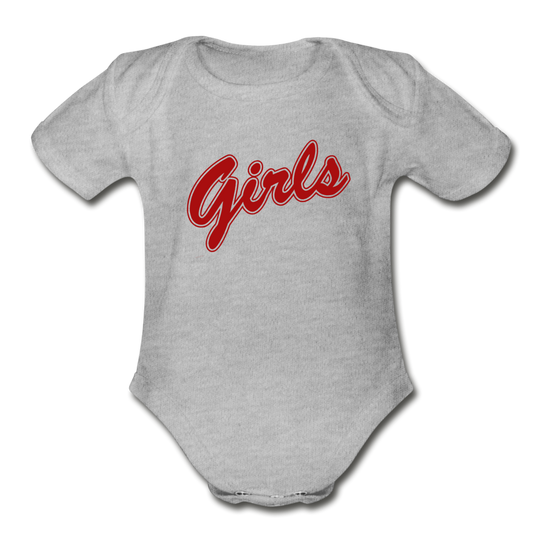 Girls Red Baby Bodysuit - heather gray