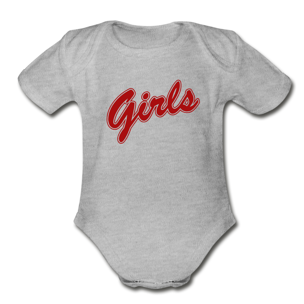 Girls Red Baby Bodysuit - heather gray