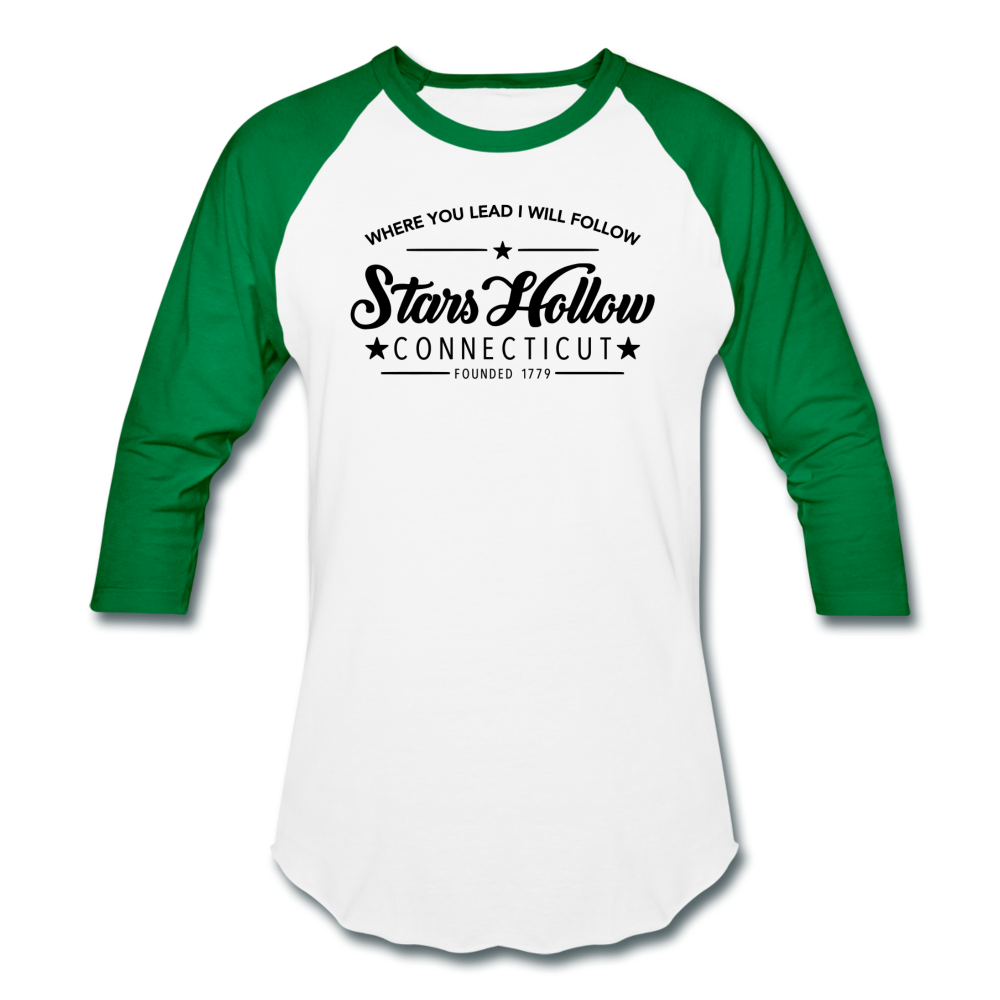 Stars Hallow Baseball T-Shirt - white/kelly green