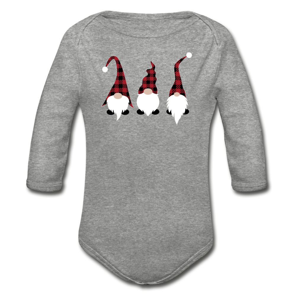 Gnome Long Sleeve Baby Bodysuit - heather gray