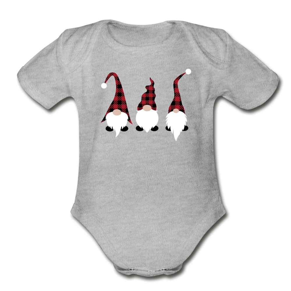 Gnome Short Sleeve Baby Bodysuit - heather gray