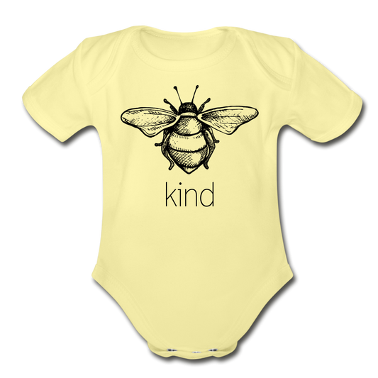 Bee Kind Short Sleeve Baby Bodysuit - washed yellow