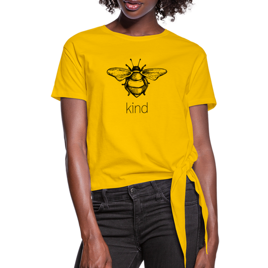 Bee Kind Women's Knotted T-Shirt - sun yellow