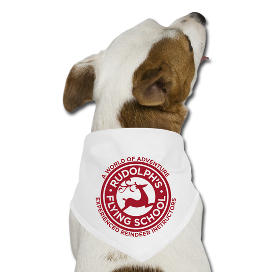 Rudolph's Flying School Dog Bandana - RED - white
