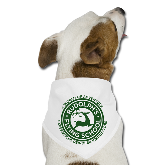 Rudolph's Flying School Dog Bandana - GREEN - white