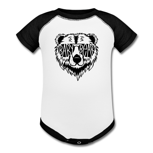 Baby Bear Baseball Baby Bodysuit - white/black