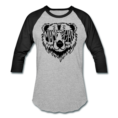 Mama Bear Baseball T-Shirt - heather gray/black